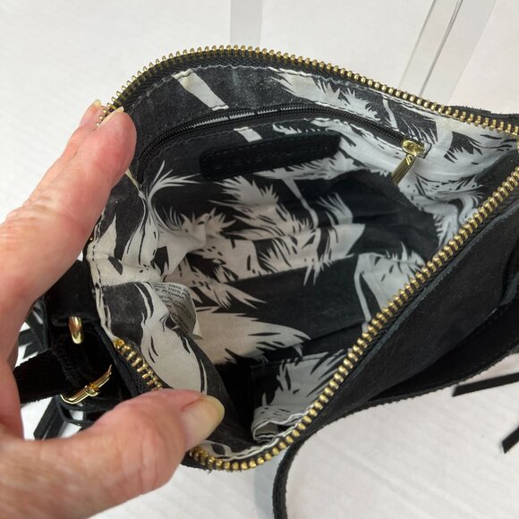 Women's Black Suede Fringed Steve Madden Crossbody Bag - Picture 2 of 7